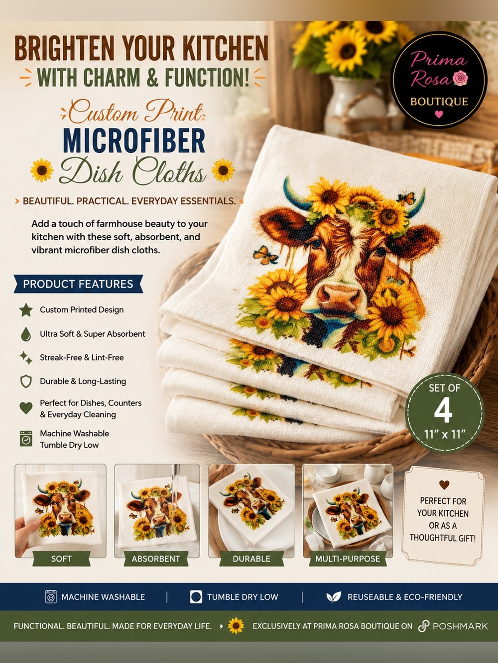 Customized microfiber dish cloths.